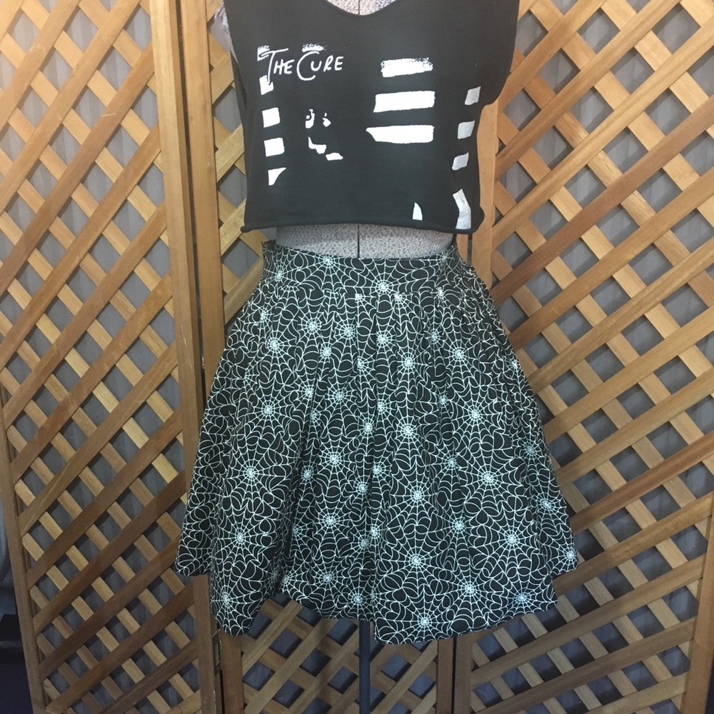 Handmade Spider Web Mini Skater Skirt Goth Spooky